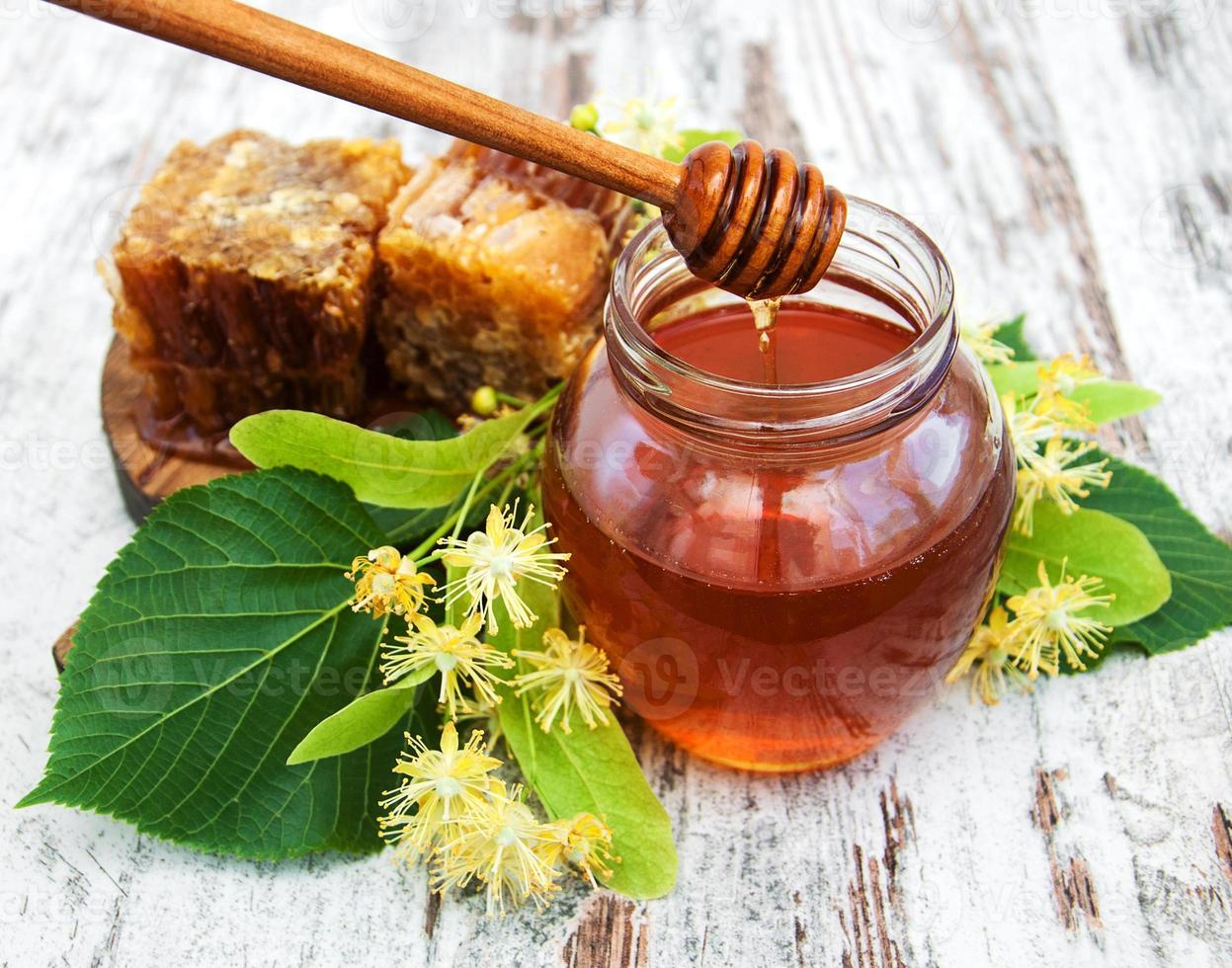 Honey and  linden flowers photo