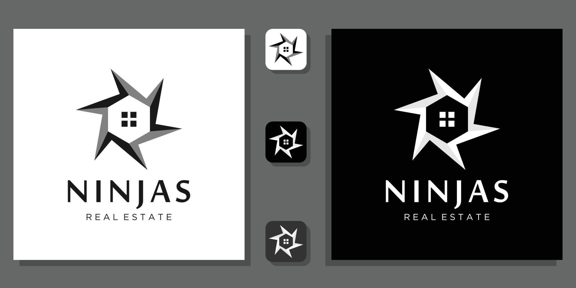 ninjas house building shape concept architecture construction home illustration with app template vector