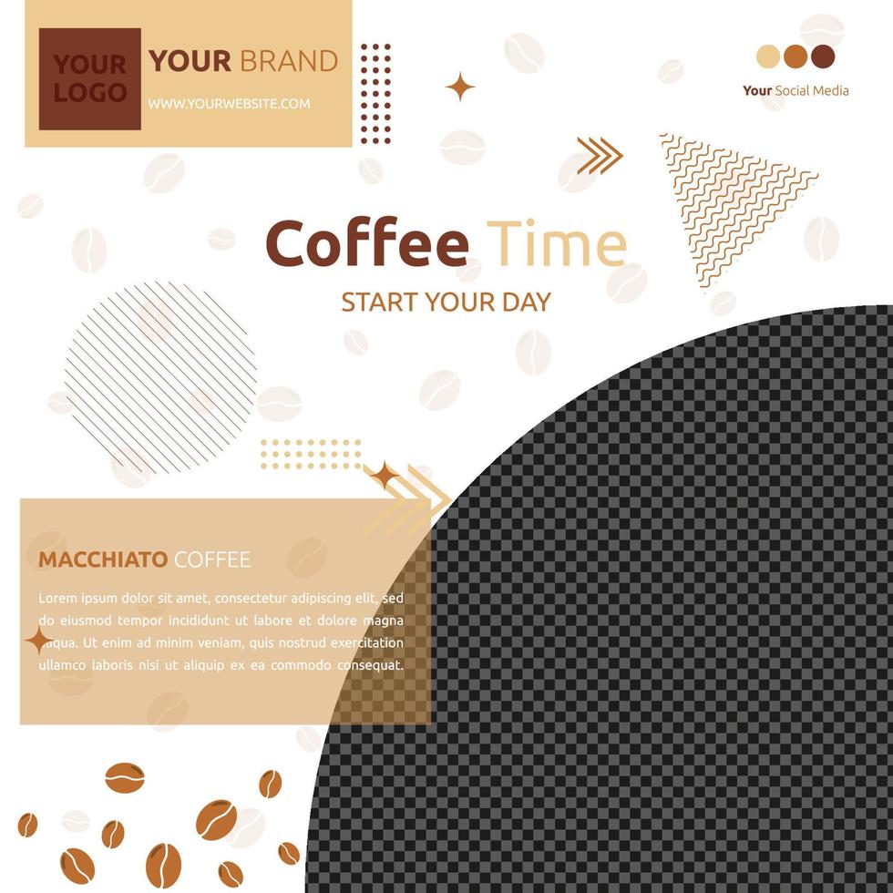 Coffee Cafe Social Media Post Template Online Promotion Photo Space vector