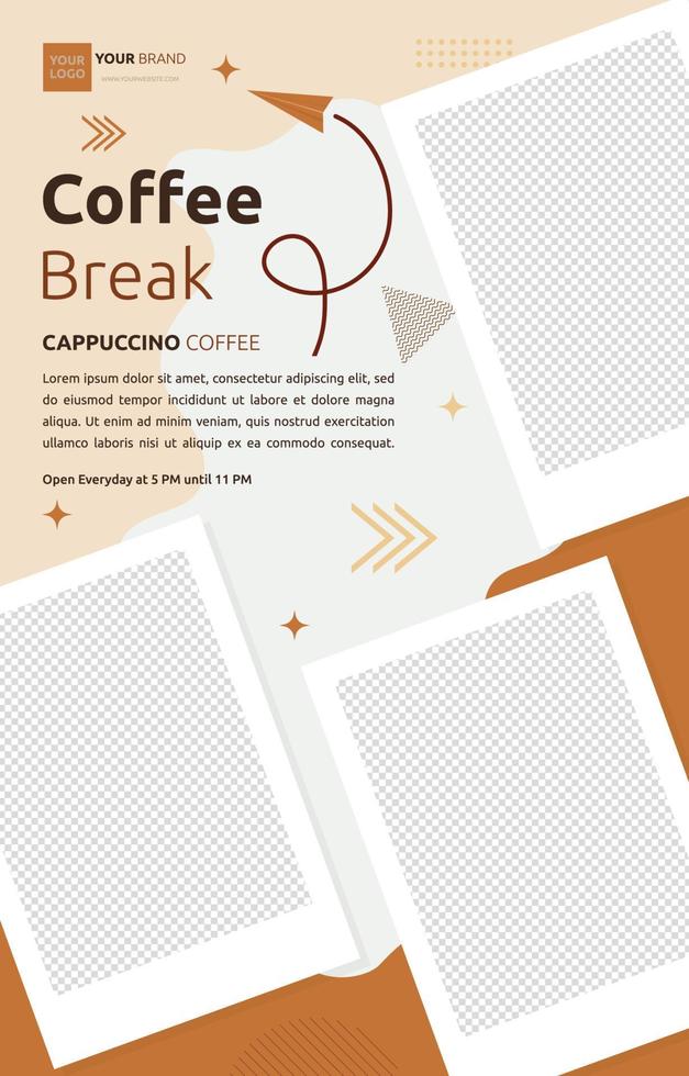 Coffee Cafe Social Media Post Template Flyer Promotion Photo Space vector