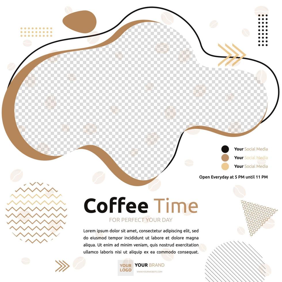 Coffee Cafe Social Media Post Template Online Promotion Photo Space vector