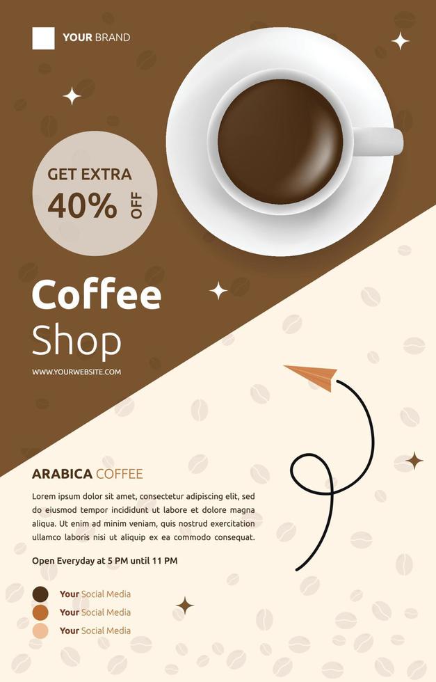 Coffee Shop Cafe Social Media Post Template Promotion Flyer Brochure vector