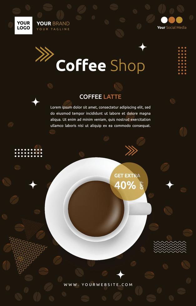 Coffee Shop Cafe Social Media Post Template Promotion Flyer Brochure vector