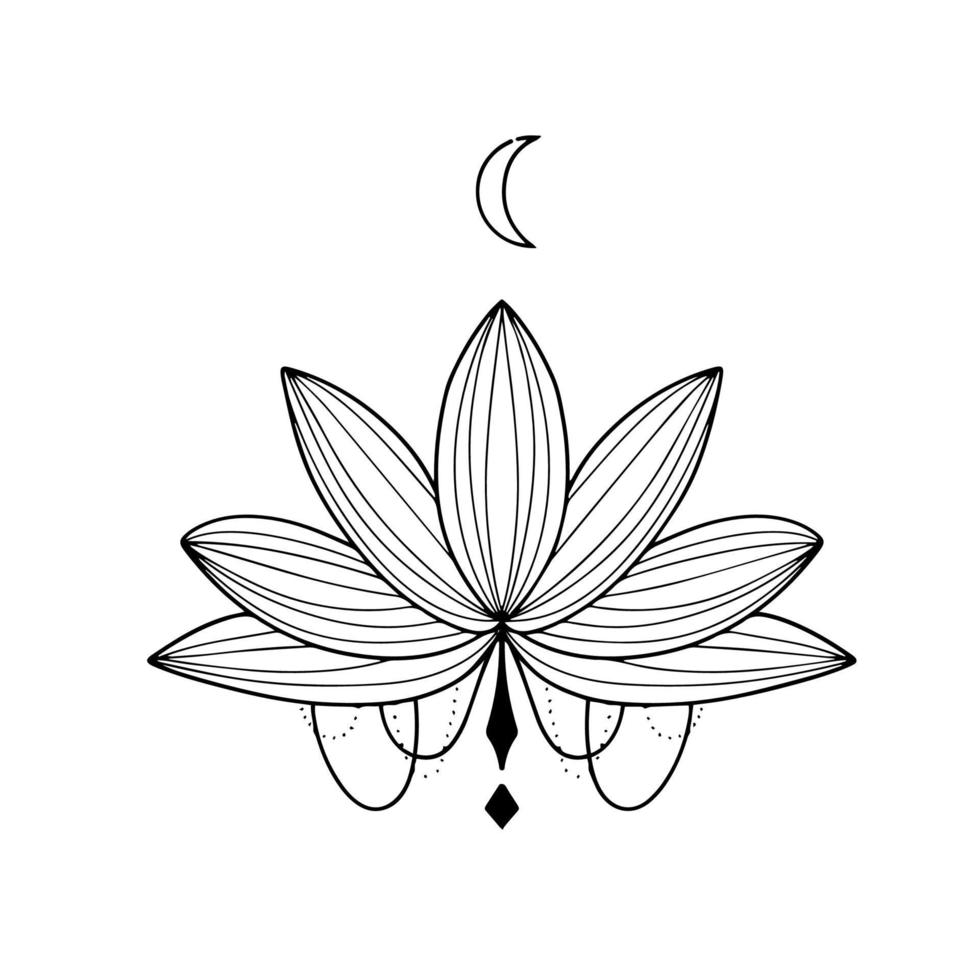 hand drawn geometric lotus tattoo vector illustation