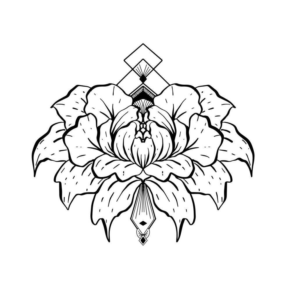 Hand drawn geometric rose vector illustation