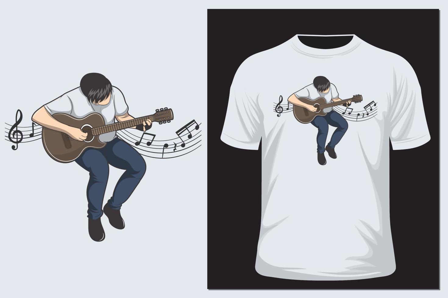 camiseta de ilustración de vector de guitarra