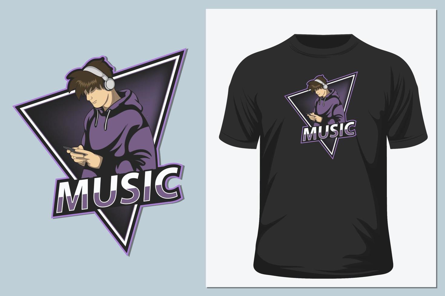 camiseta de ilustración de vector de música