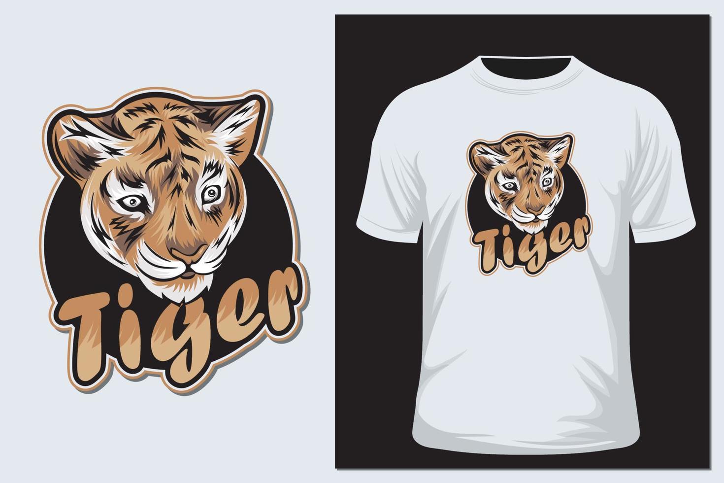 camiseta de ilustración de vector de tigre