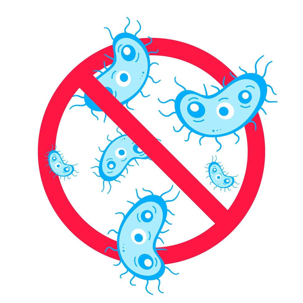 Stop viruses and bad bacterias or germs prohobition sign. vector