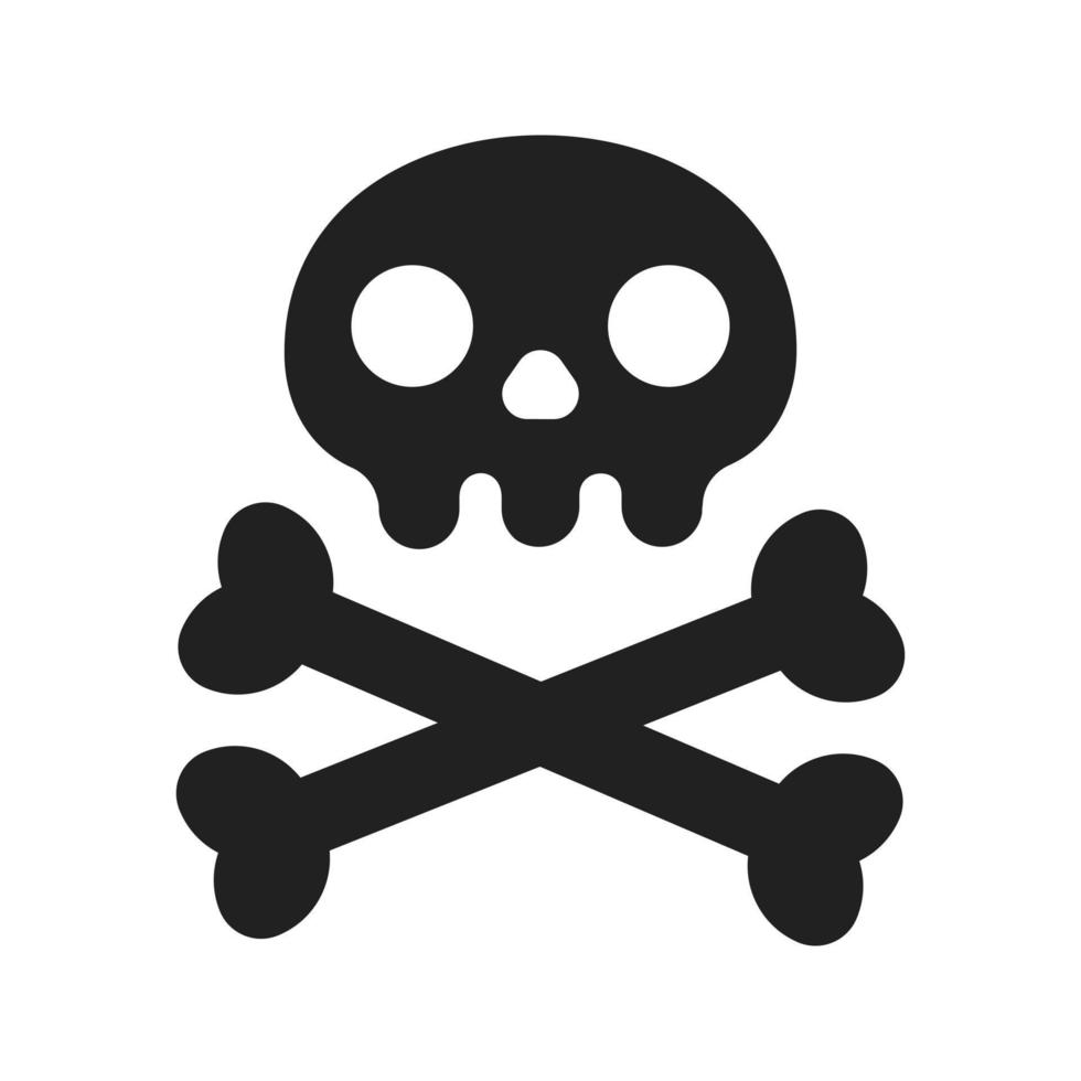 Simple flat style design skull with crossed bones icon sign vector illustration