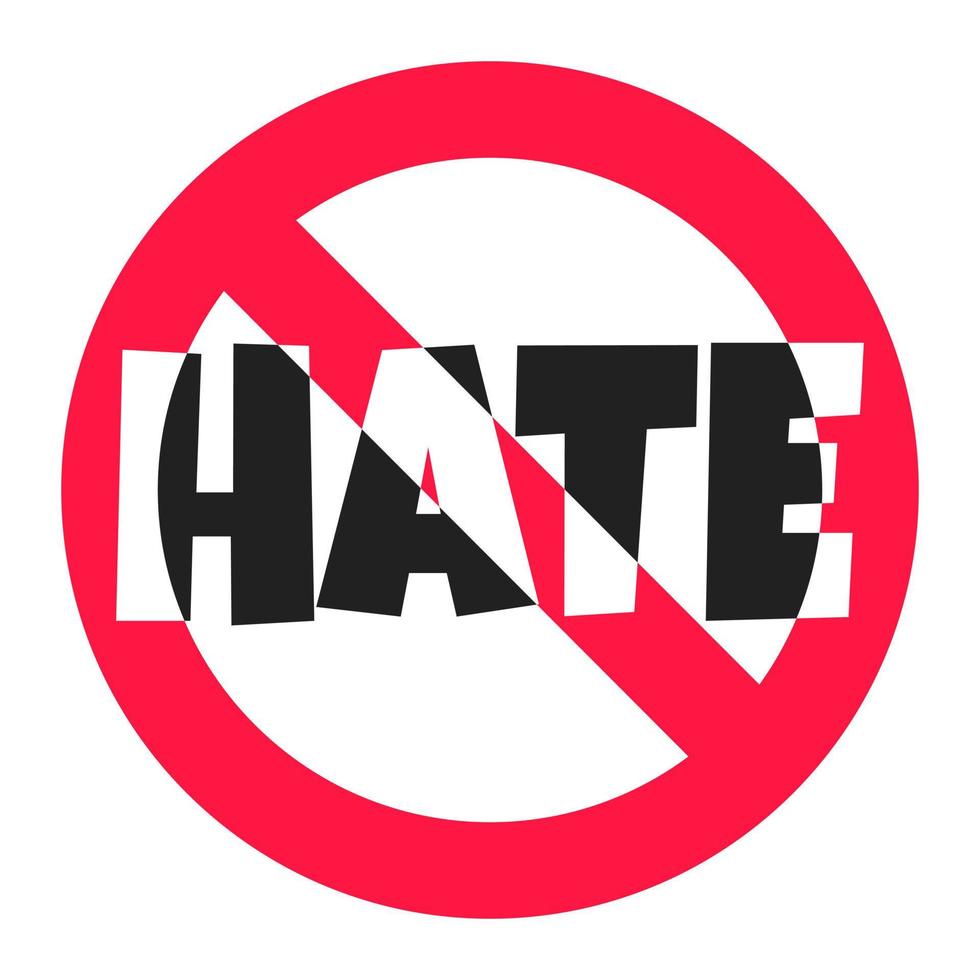 Stop hate circle icon sign flat style design vector illustration.