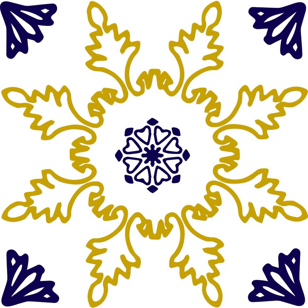 Blue and yellow azulejos tile vector
