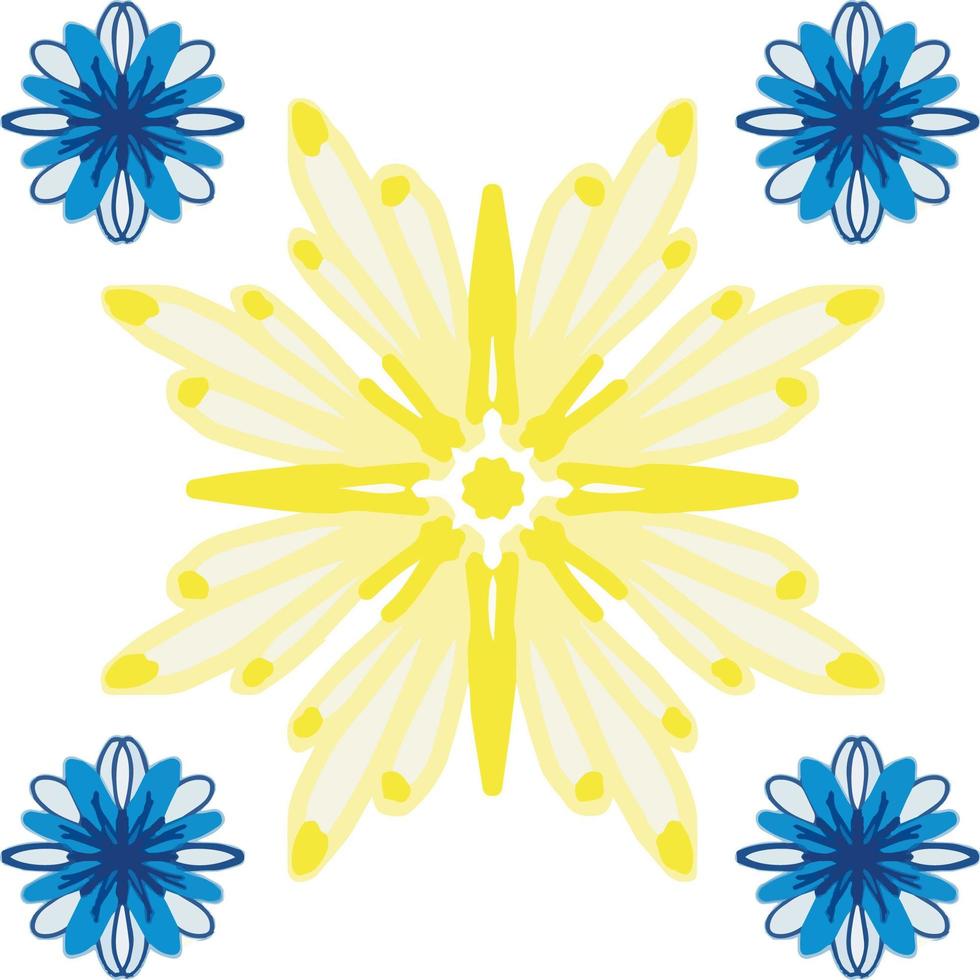 Azulejo portugal tile style blue and yellow color vector