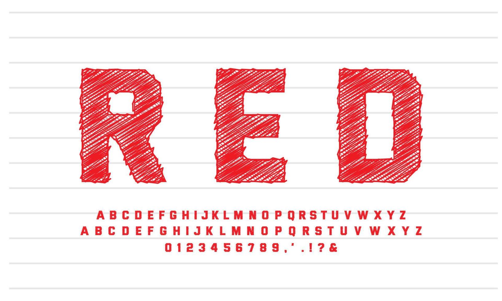 efecto de texto de boceto rojo o diseño de estilo de efecto de fuente vector