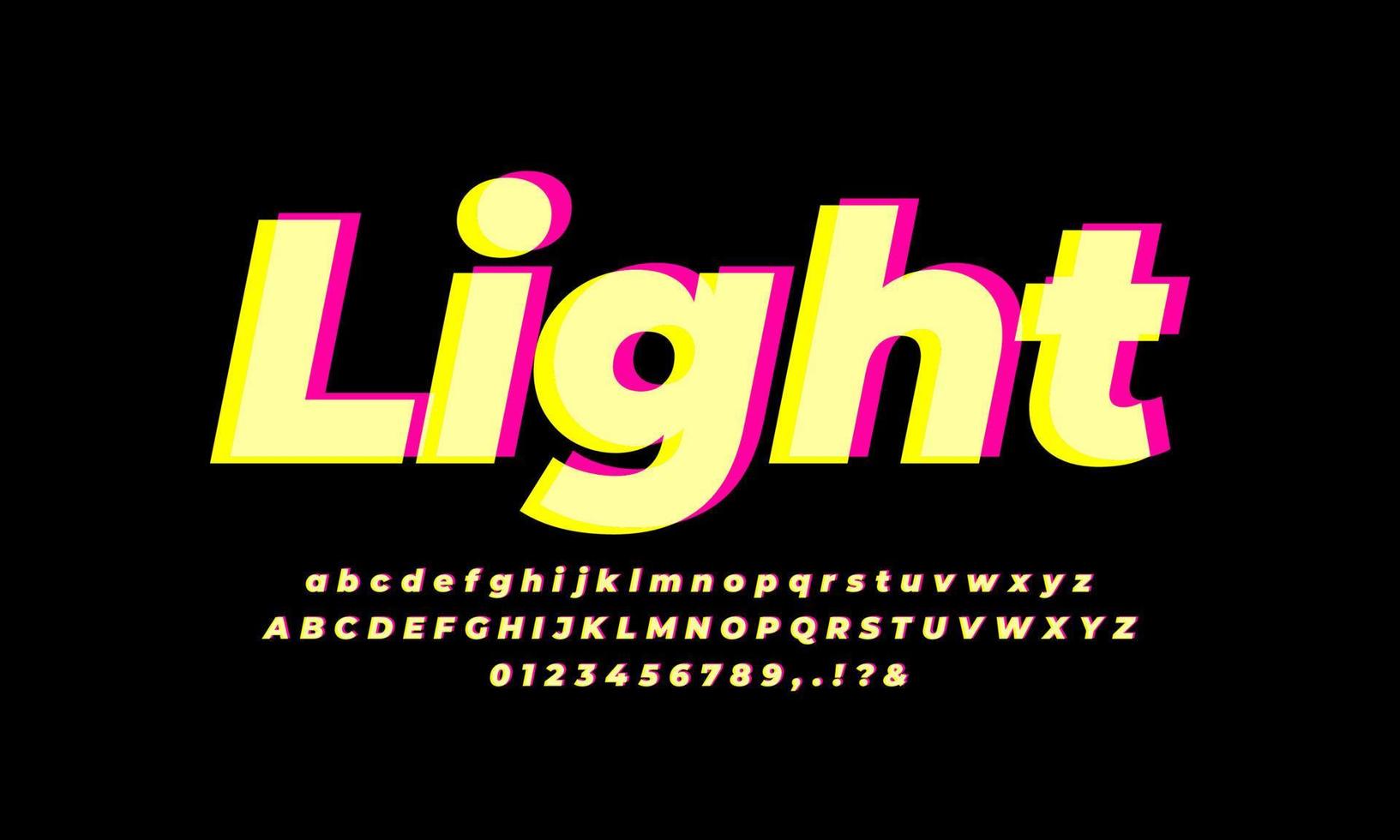 script efecto de texto de luz amarilla y rosa o efecto de fuente vector