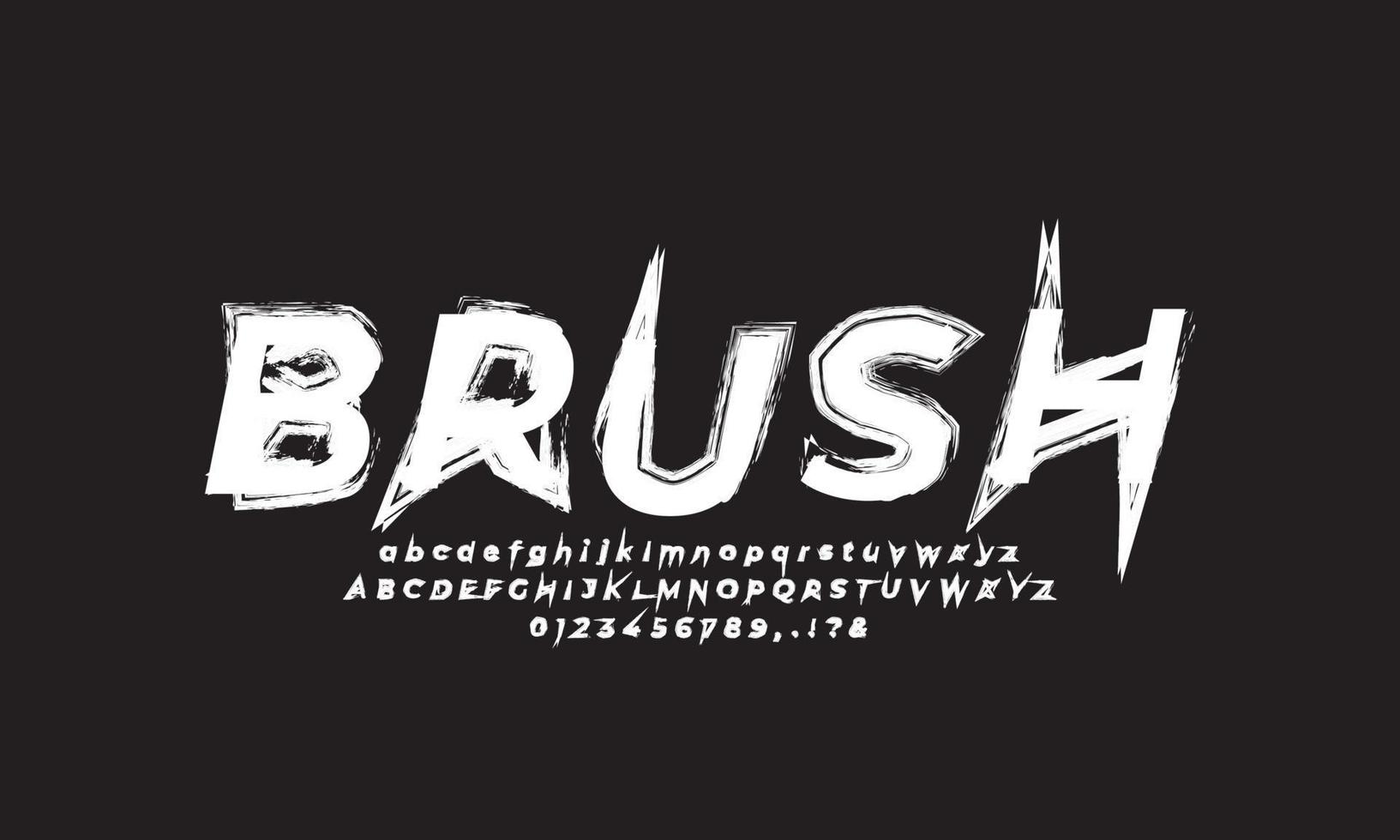 Brush font paint art black and white alphabet numbering vector design