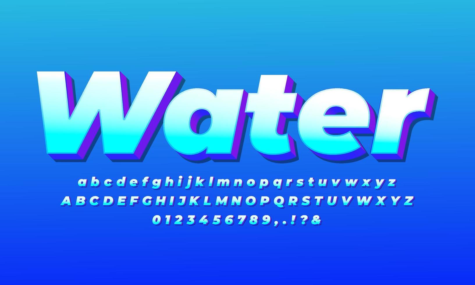 plantilla de efectos de texto azul agua vector