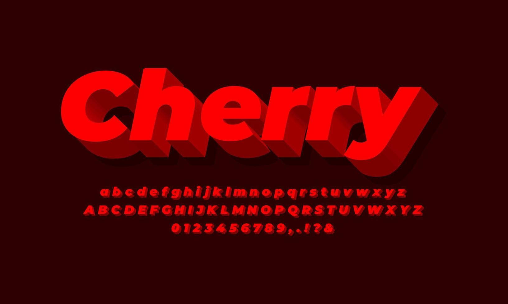 diseño de efecto de texto de fruta de cereza roja vector