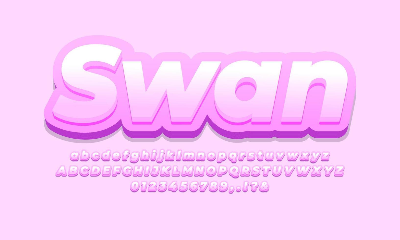 beautiful swan text effect design vector