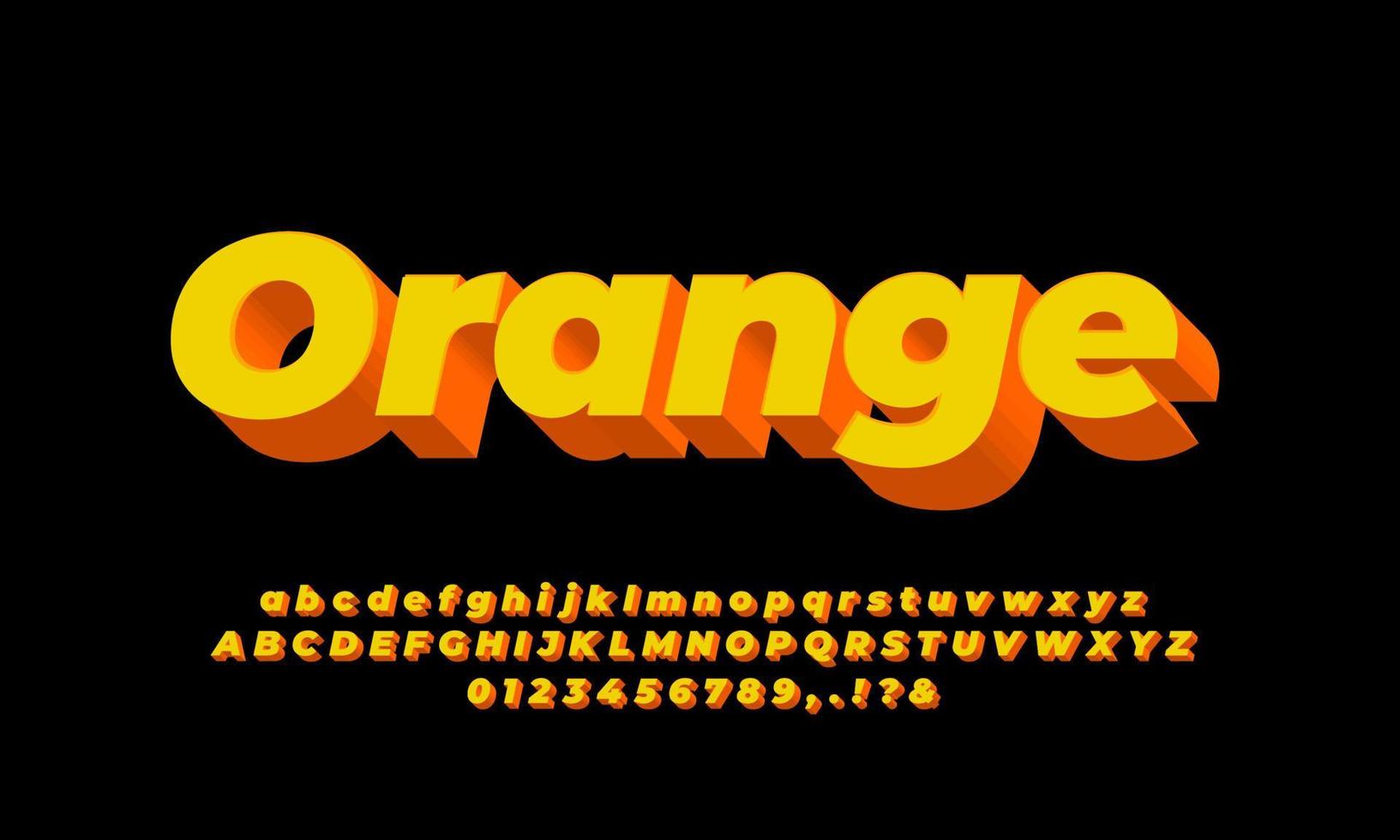 Efecto de fuente o efecto de texto naranja y amarillo moderno abstracto 3d vector