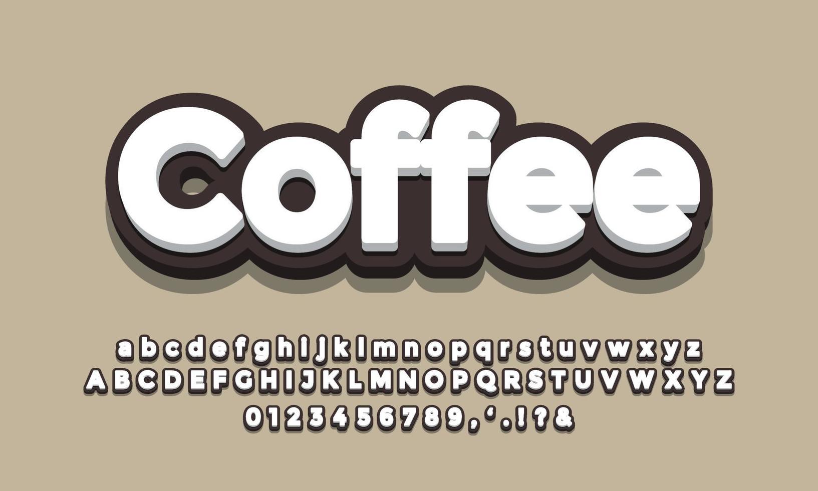 efecto de fuente de café negro o diseño de efecto de texto vector