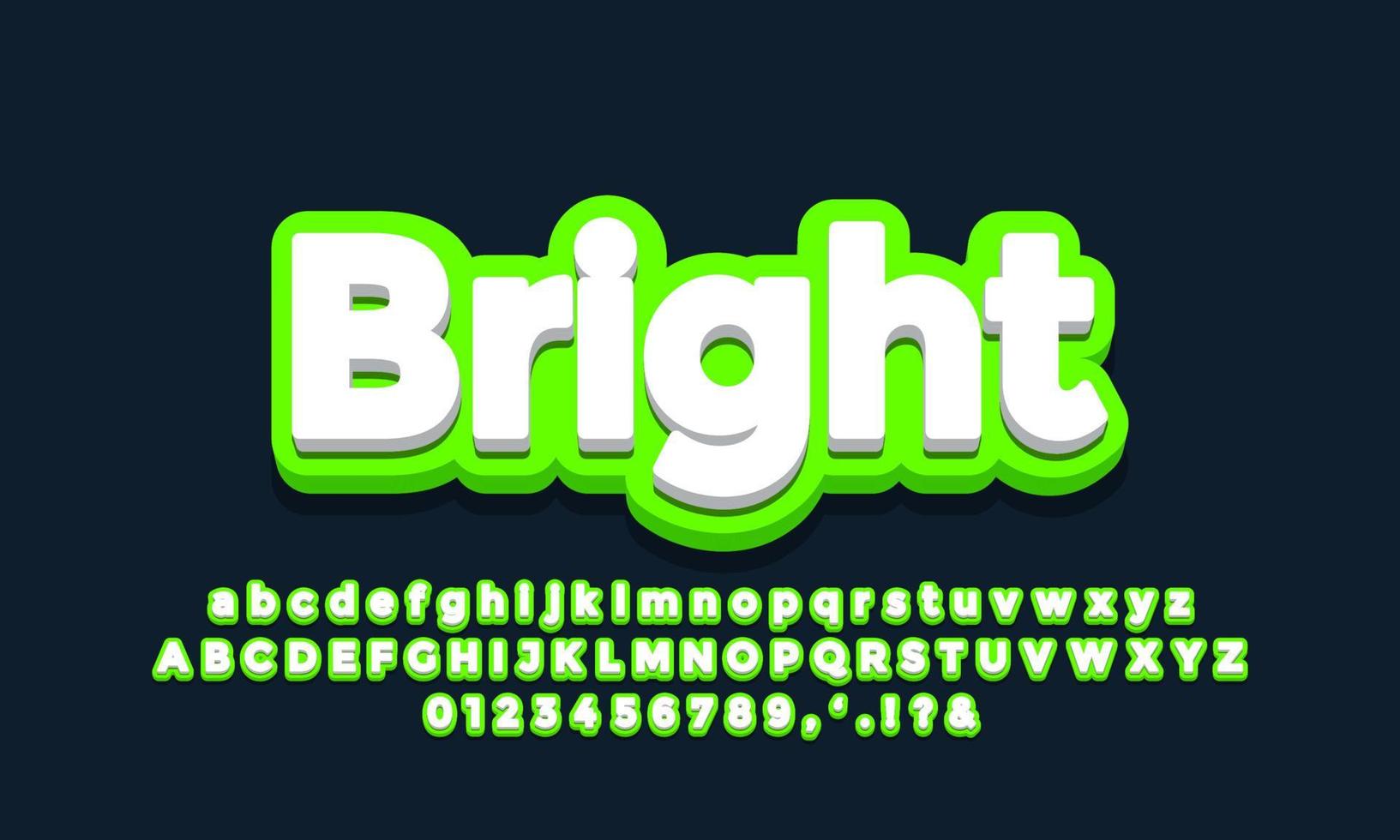 bright green with white 3d font effect or text effect design vector