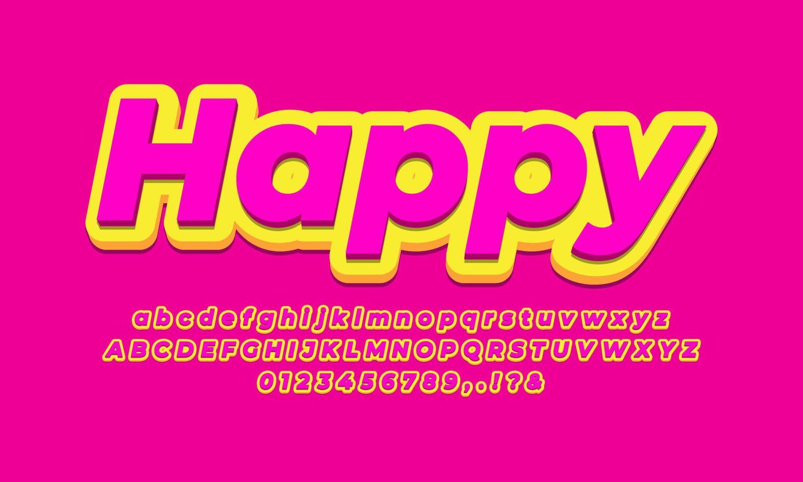 script pink and yellow 3d text effect or font effect vector