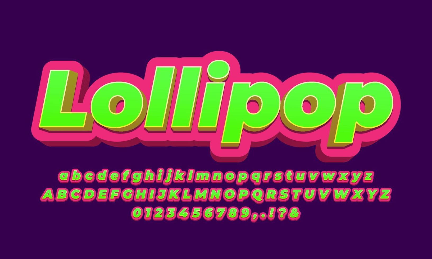 Lollipop candy 3d pink text effect vector