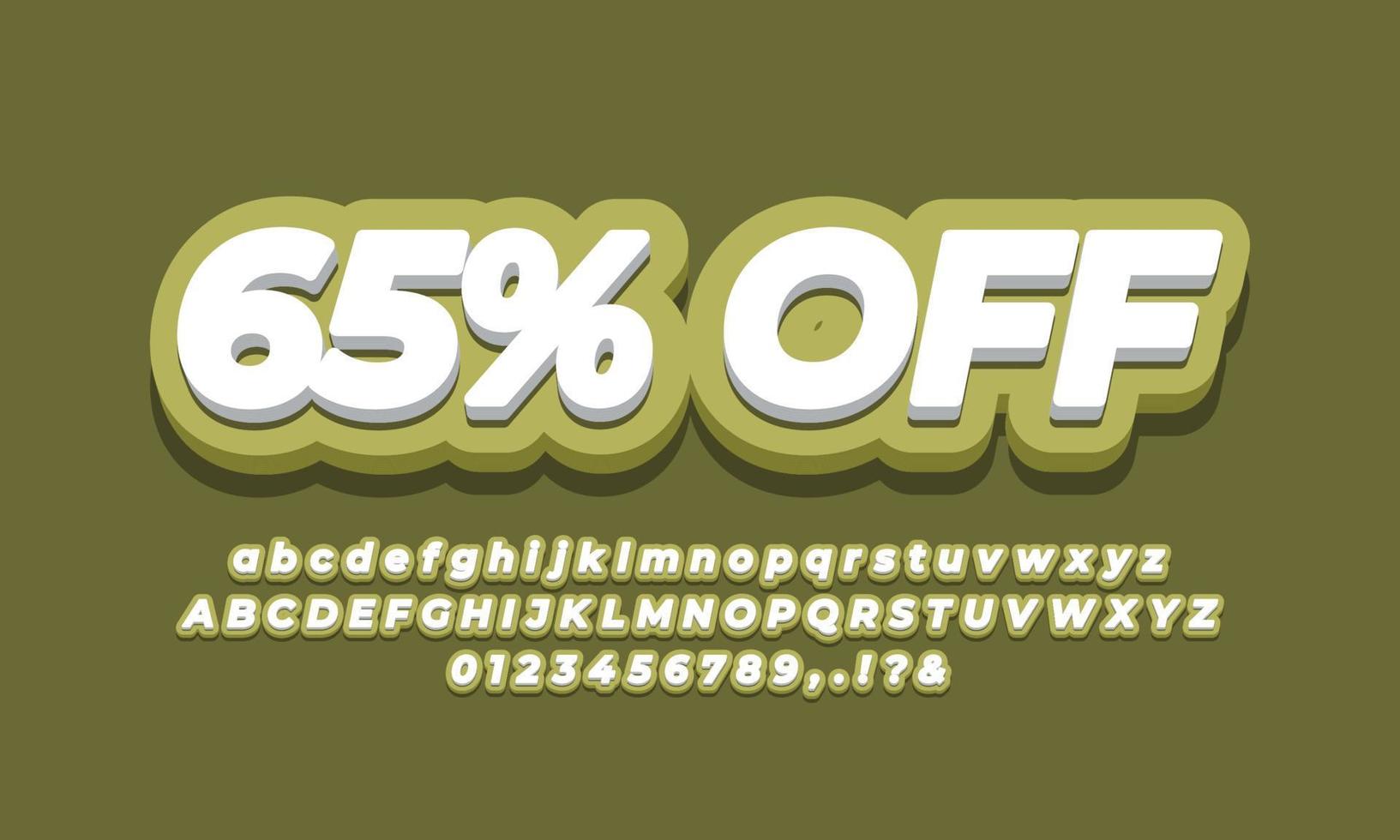 65 percent off sixty five percent sale discount promotion text  3d green design vector