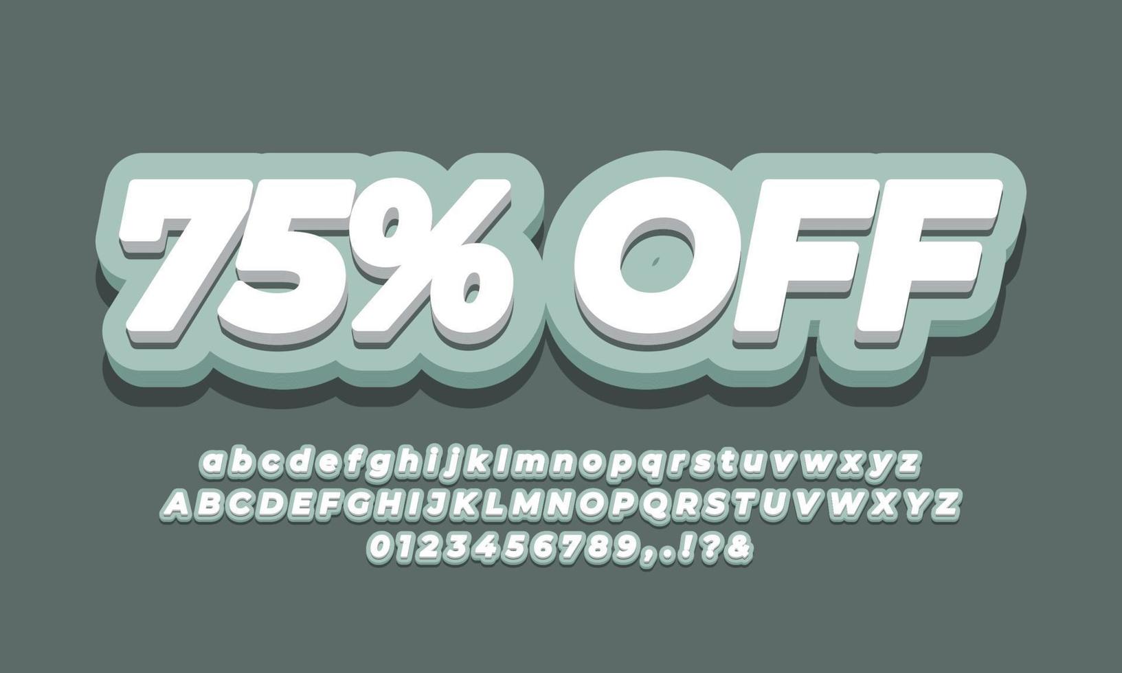 75 percent off seventy five percent sale discount promotion text  3d soft design vector