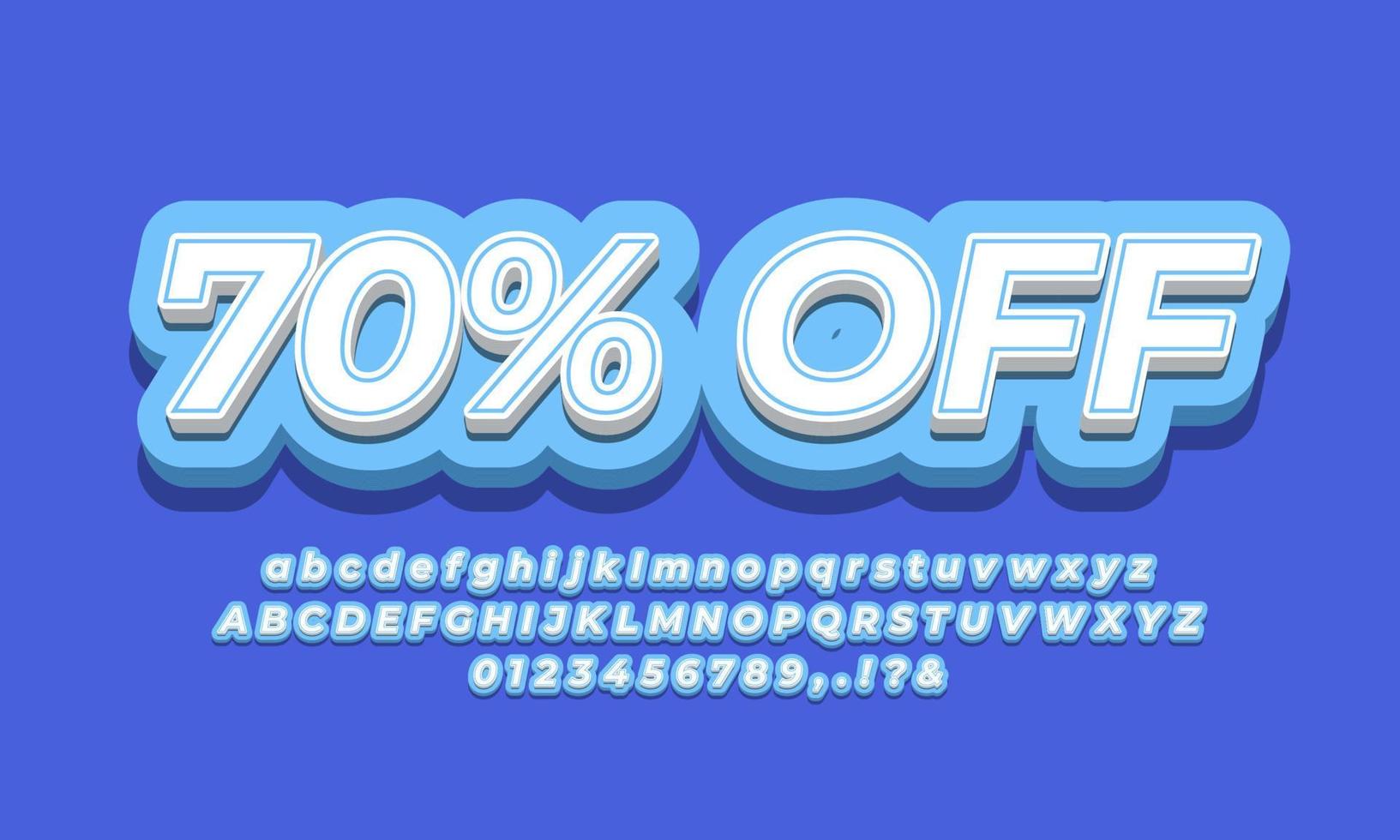 70 percent off sale discount promotion text 3d blue vector