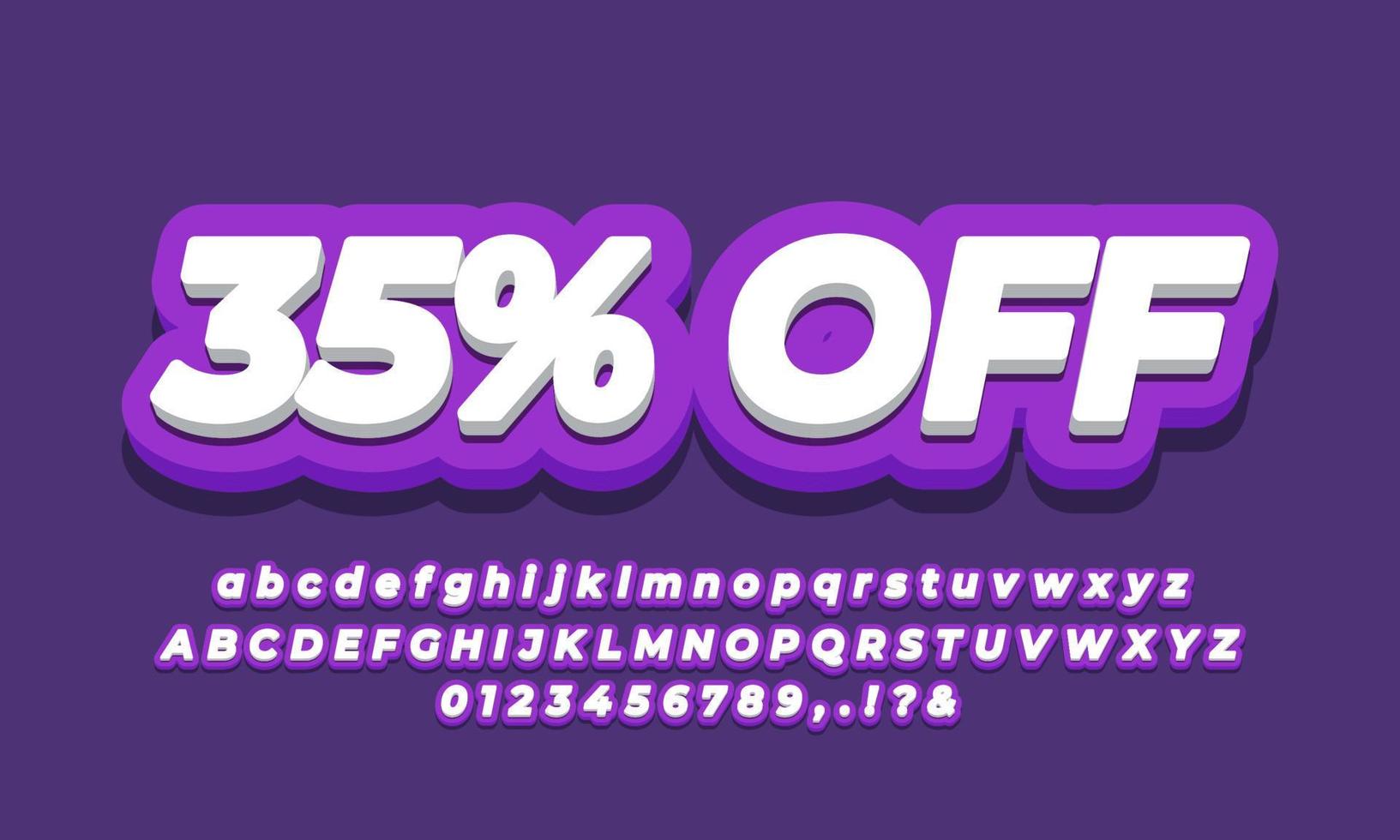 35 percent sale discount promotion text 3d  purple vector