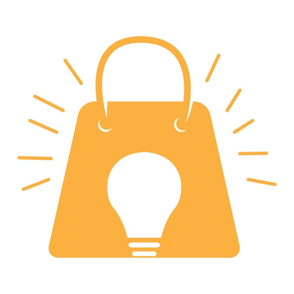 bolsa de compras con lámpara idea creative logo vector icono diseño ilustración