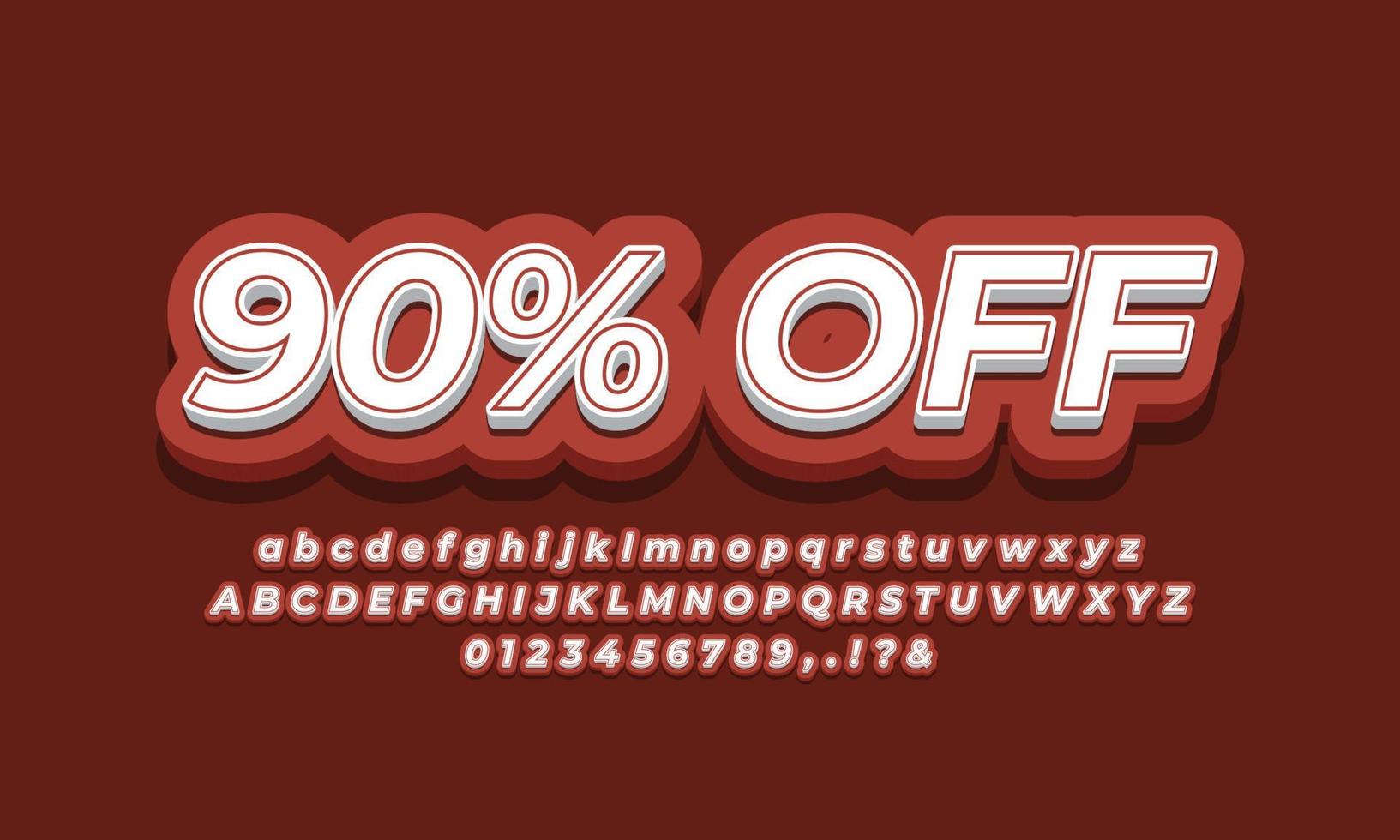 90 percent off sale discount promotion text 3d brown vector