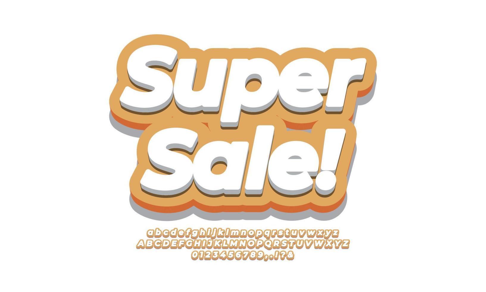Super Sale discount promotion text 3d orange vector