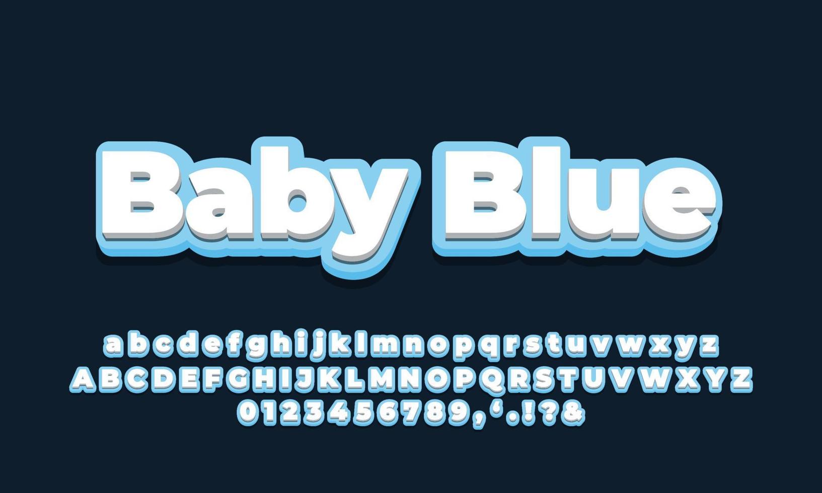 blue soft with white 3d  font effect or text styles design vector