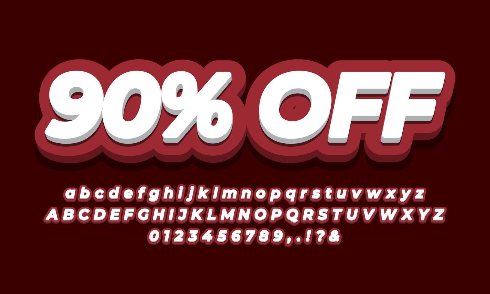 90 percent off sale discount promotion  3d red template vector