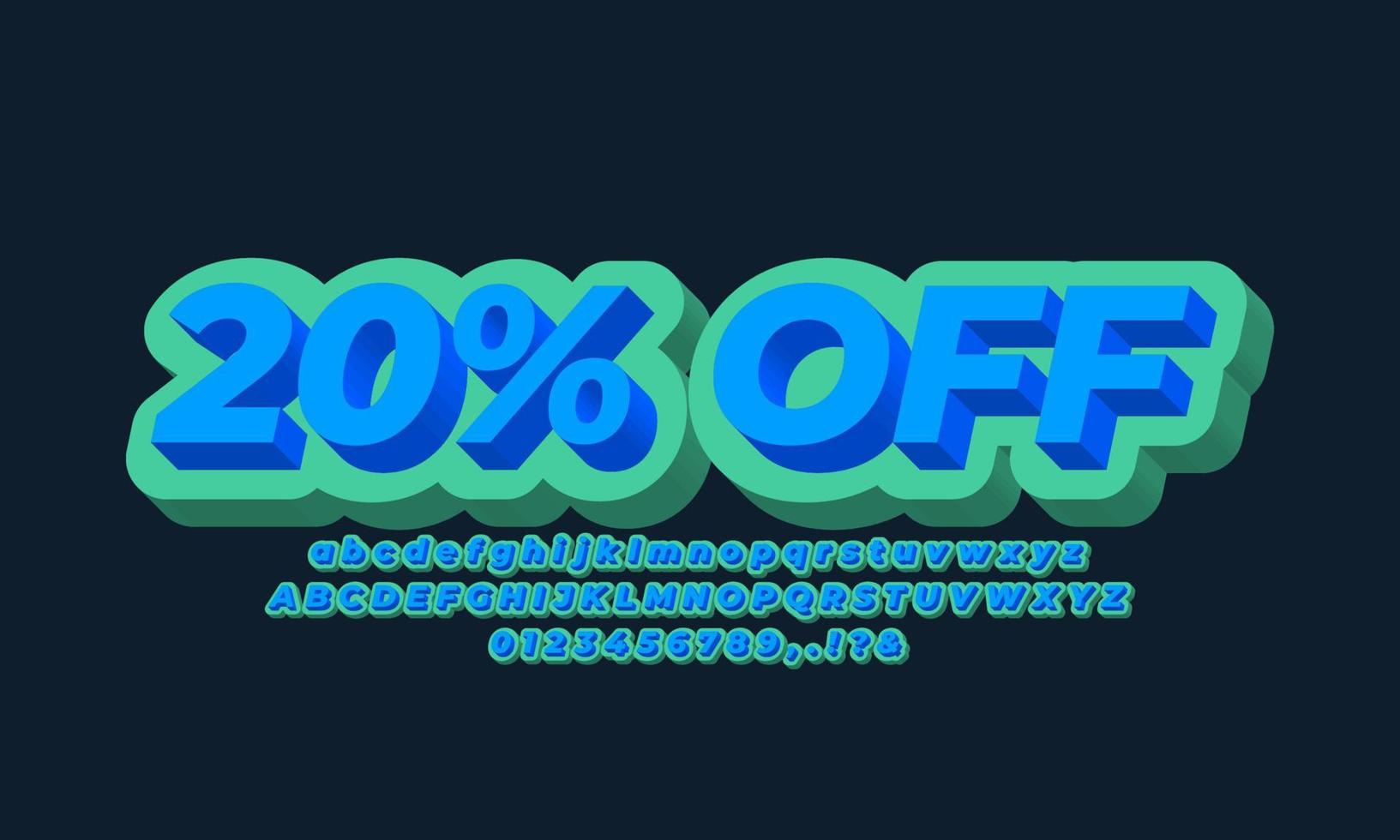blue cyan 3d text effect or font effect style number and alphabet vector