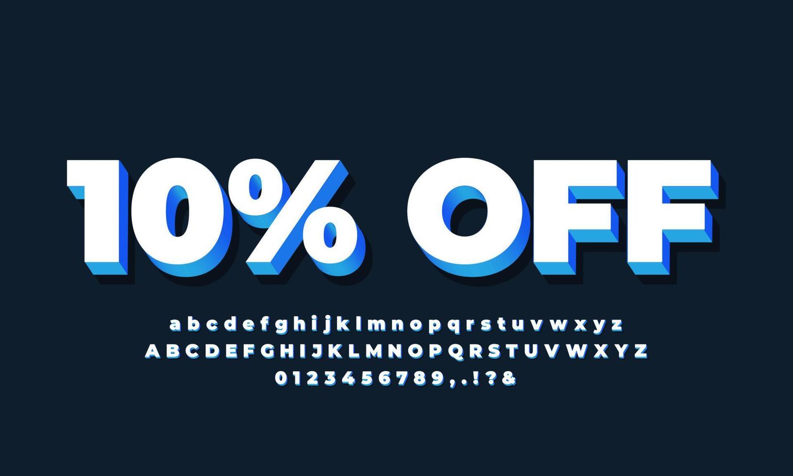 10 percent off sale 3d text white blue light vector