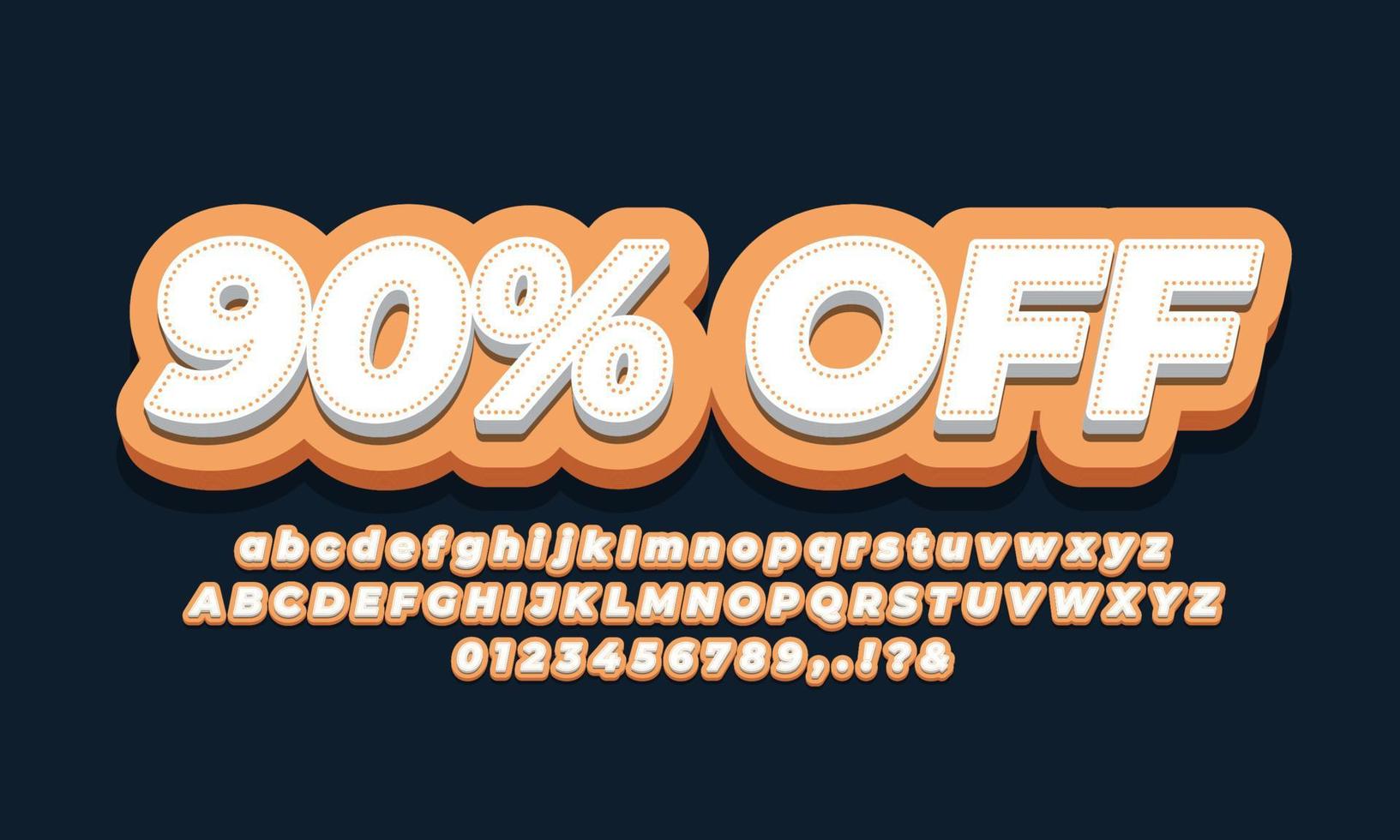 90 percent off sale discount promotion ads 3d orange vector