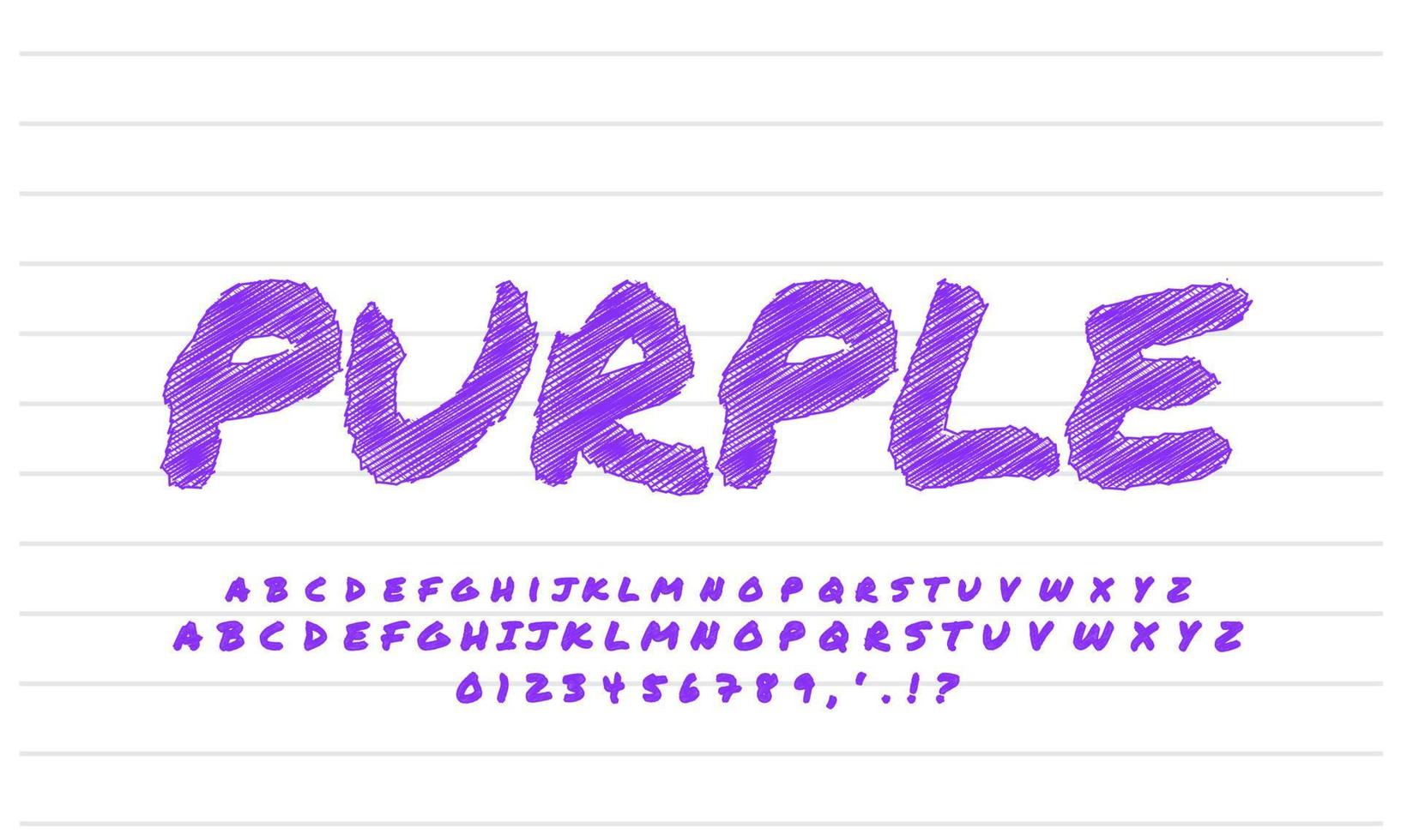 Purple sketch text effect or font effect style design vector