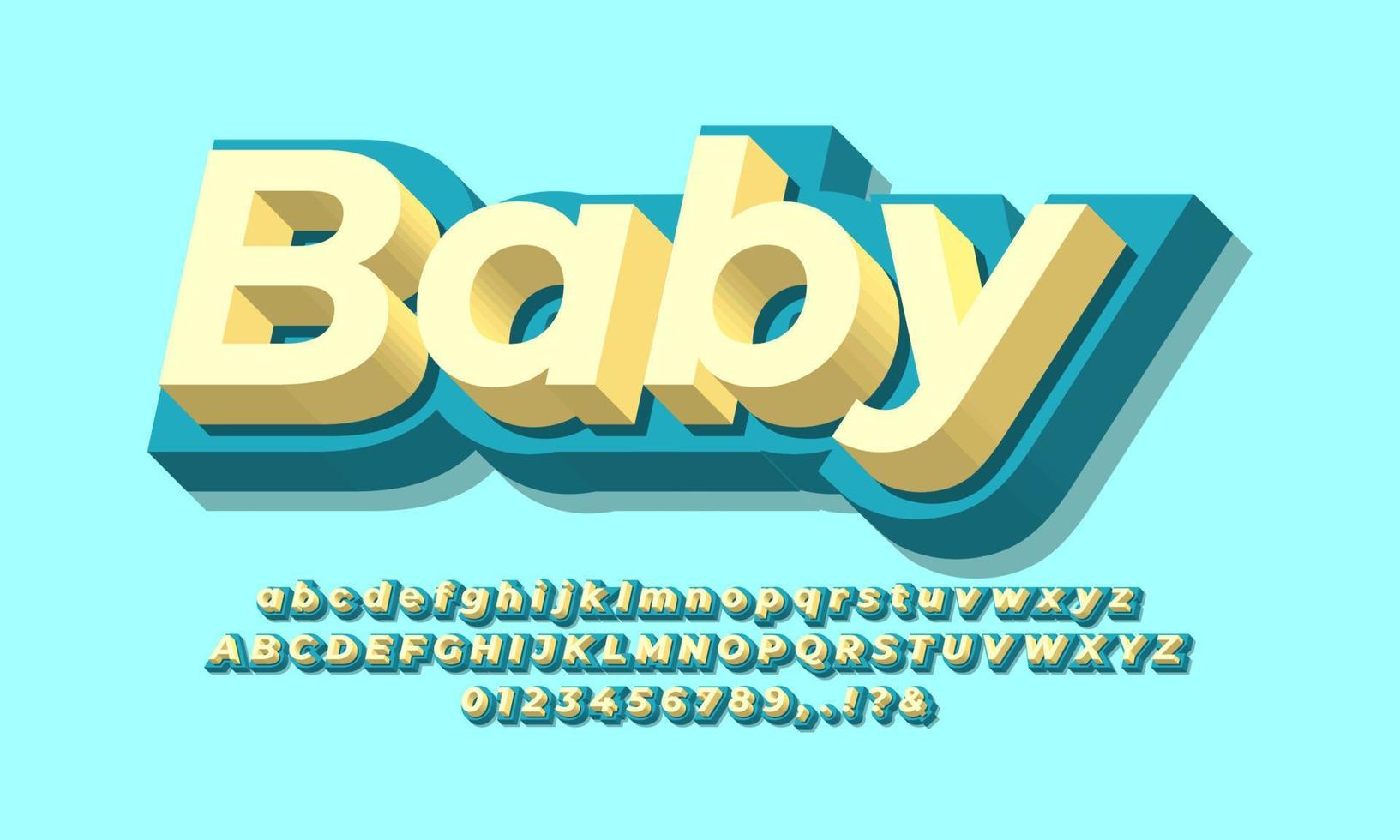 Baby colorful 3d modern text effect vector