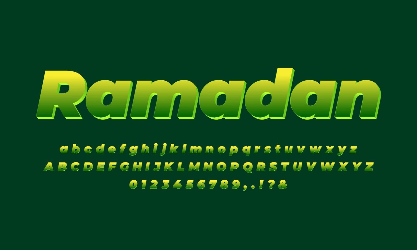 ramadan kareem green text effect design vector