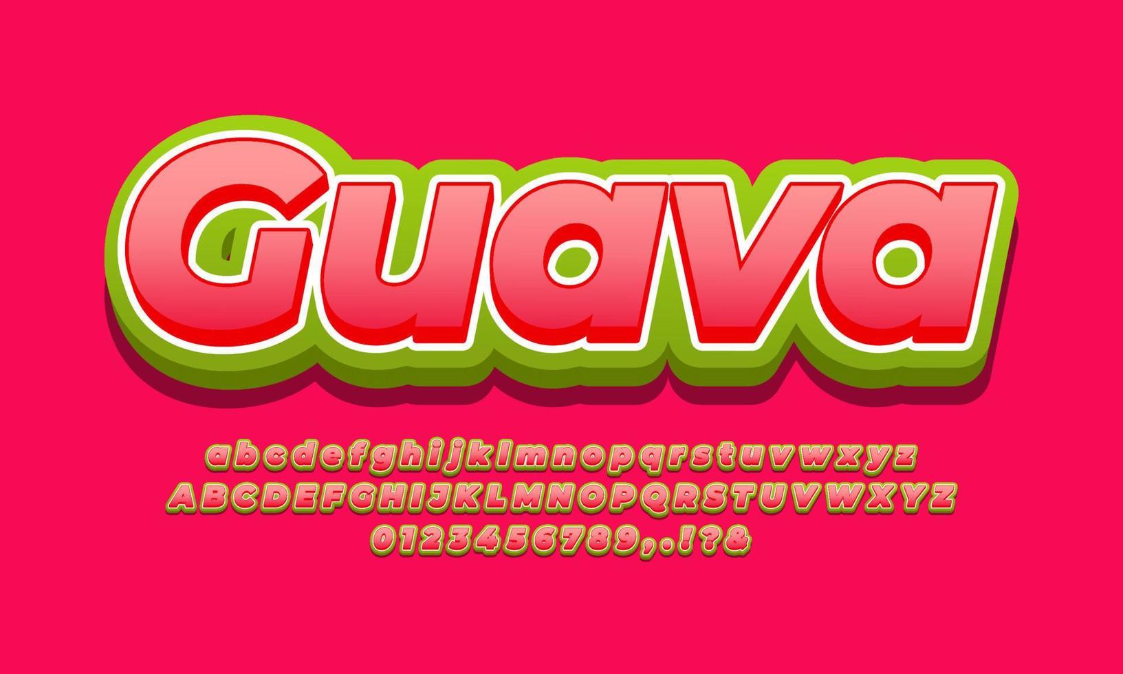 diseño de efecto de texto de guayaba fresca vector