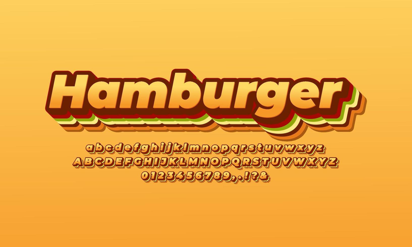 plantilla de diseño de efecto de texto de hamburguesa vector