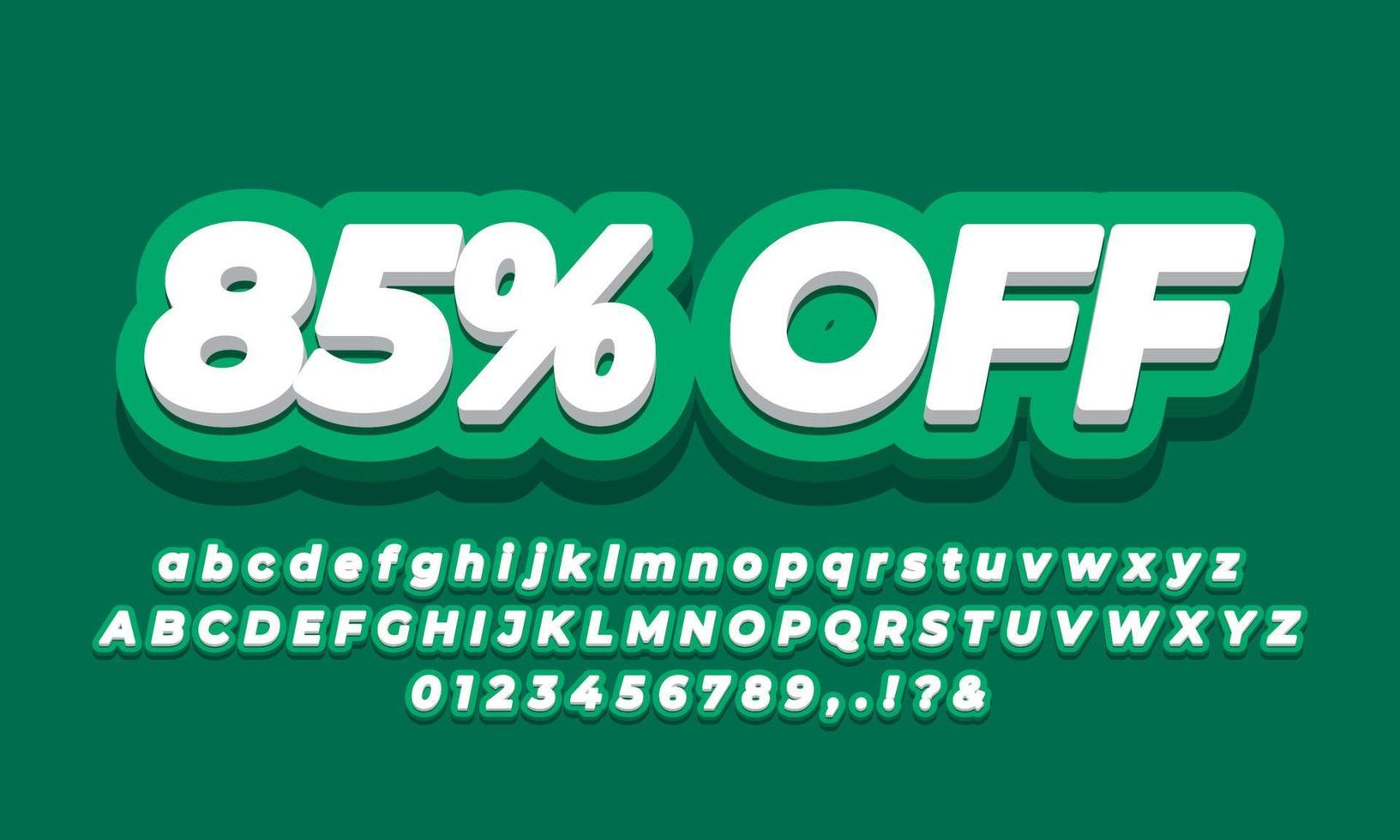85 percent off sale discount promotion  3d green template vector