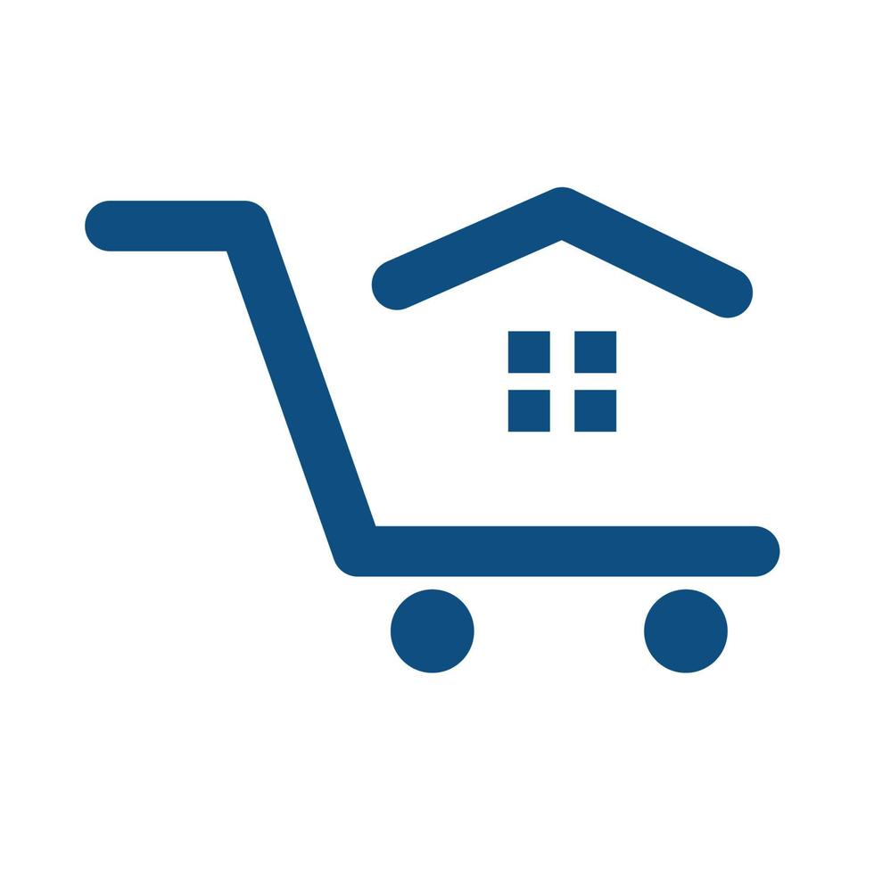 home house with trolley buy sell market logo icon vector design