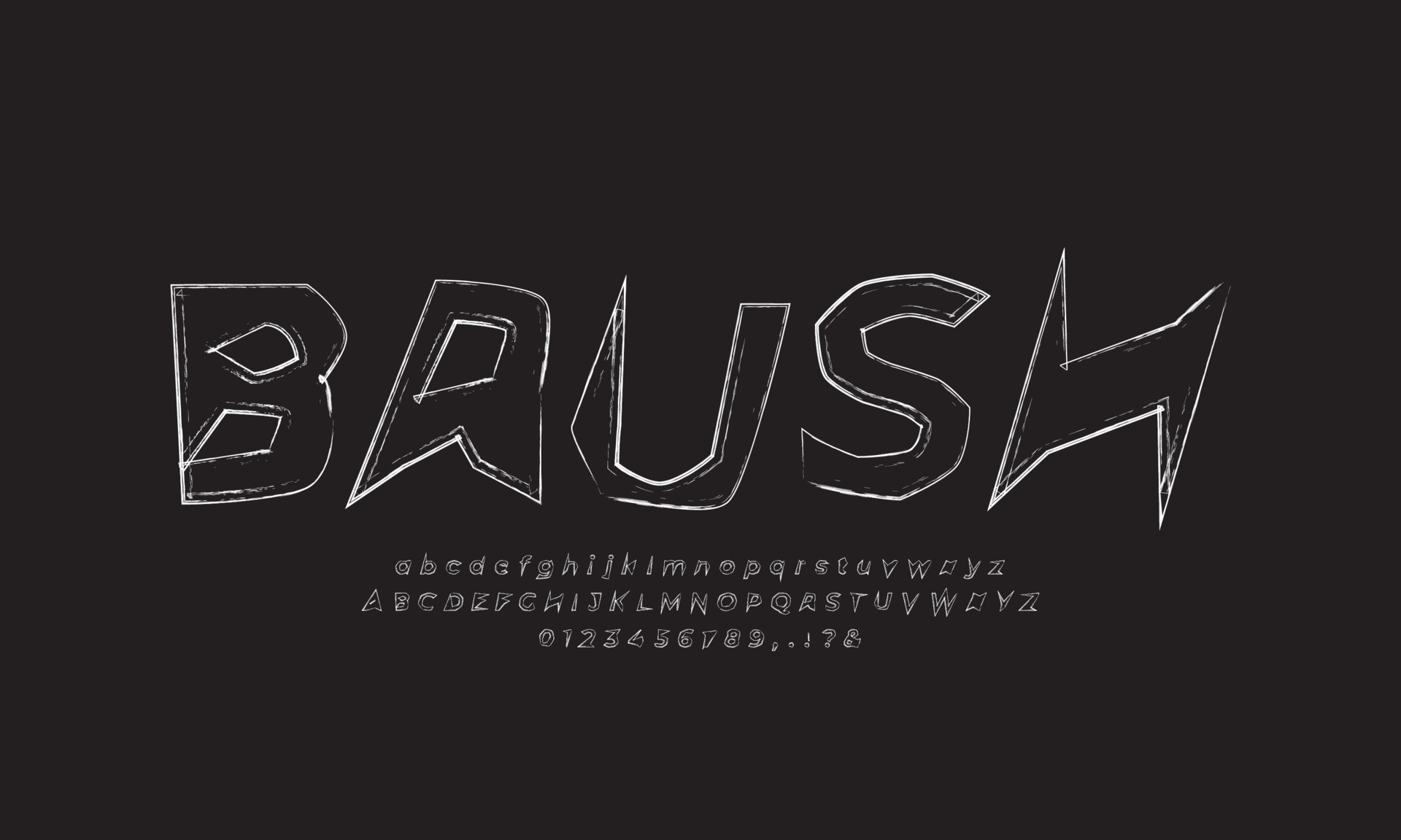Brush font paint art black and white alphabet numbering vector design