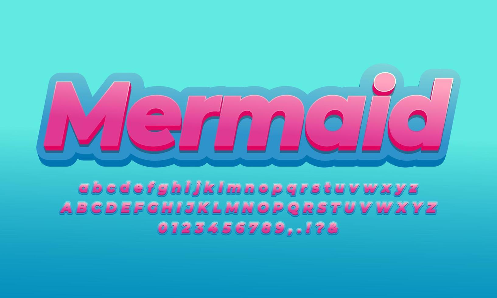 plantilla de efecto de texto de color de sirena vector