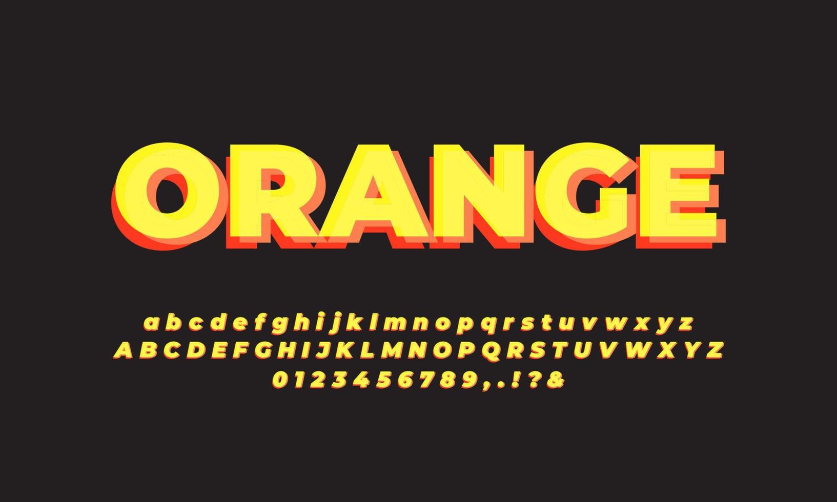 efecto de fuente o efecto de texto naranja y amarillo moderno en capas vector